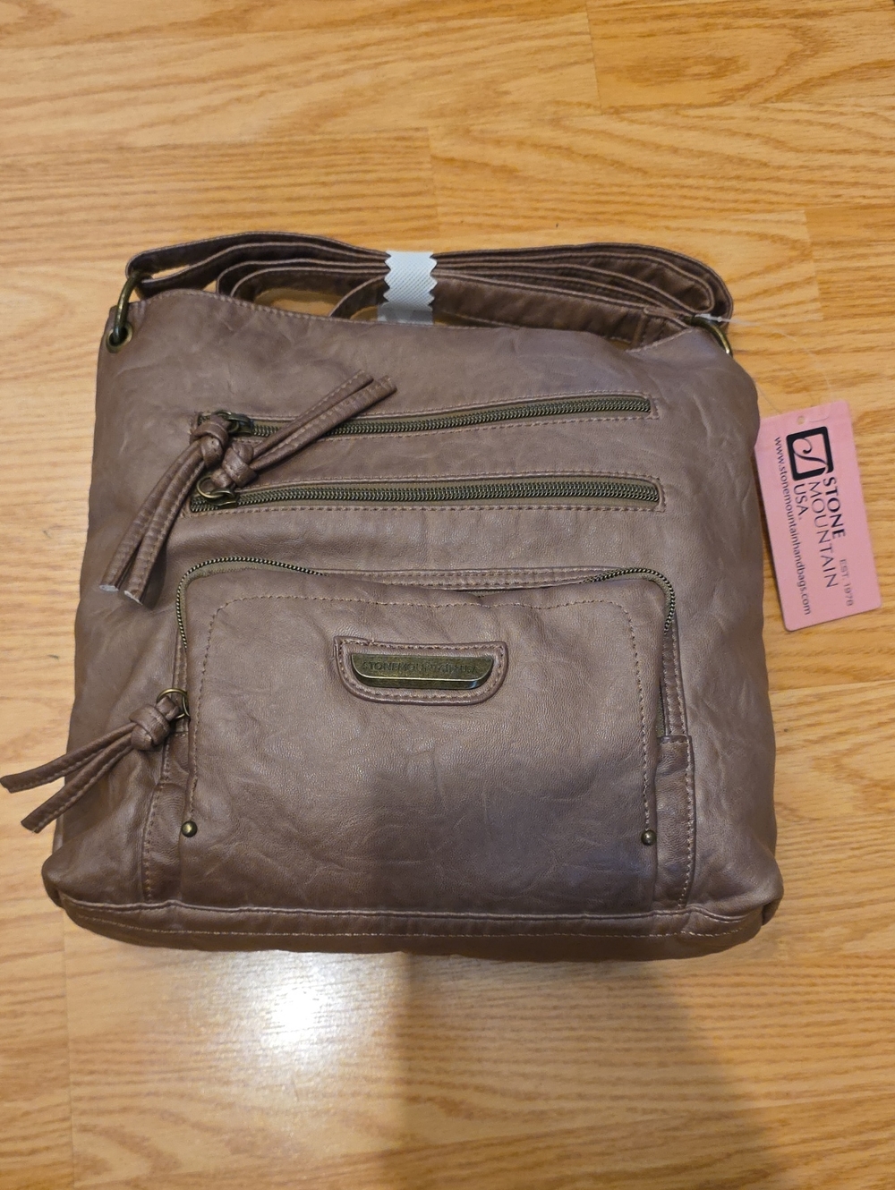 Stone Mountain Accessories Taupe Brown Crossbody Bag